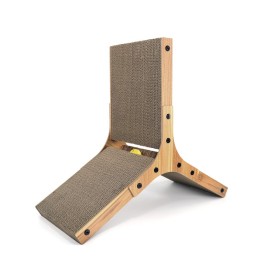 Triangle wood and cardboard cat scratcher with ball - Record