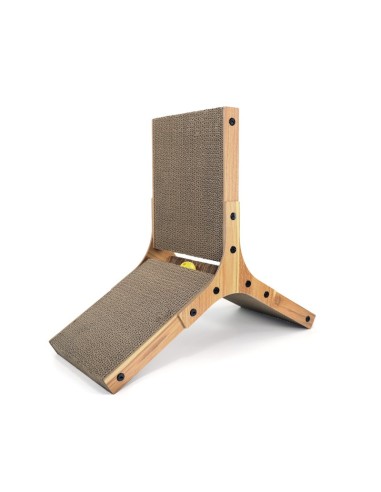 Triangle wood and cardboard cat scratcher with ball - Record