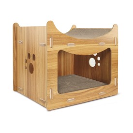Pagoda wood and cardboard cat scratcher - Record