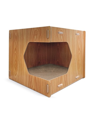 Angular wood and cardboard cat scratcher - Record