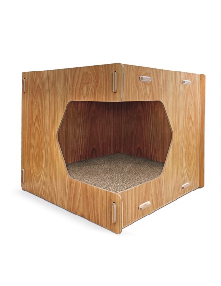 Angular wood and cardboard cat scratcher - Record
