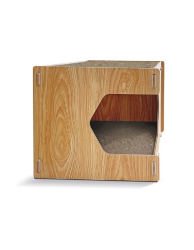 Angular wood and cardboard cat scratcher - Record