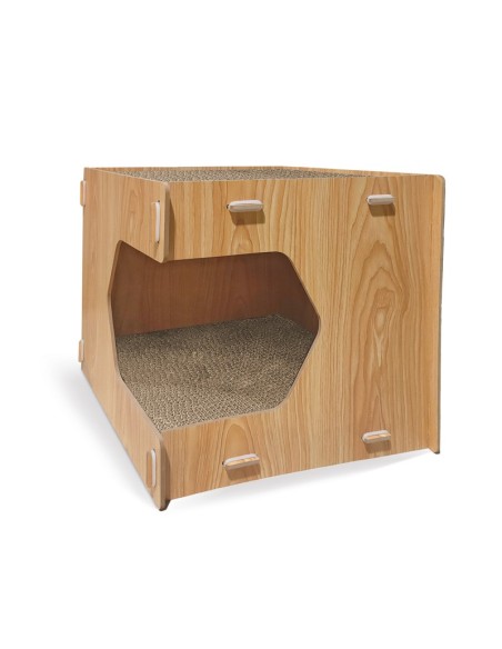 Angular wood and cardboard cat scratcher - Record