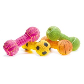 Latex dog toy with squeaker Dumbbell balls Display 24 pcs - Record