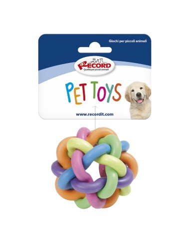 TPR dog toy with squeaker Coloured tangle - Record