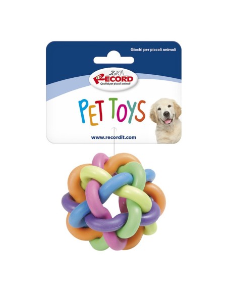 TPR dog toy with squeaker Coloured tangle - Record