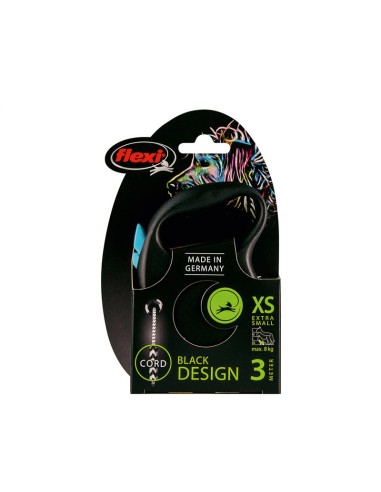 Corded retractable leash Black design XS 3 m - 8 Kg - Flexi