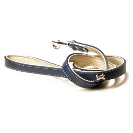 Faux leather dog leash with bone studs - Record