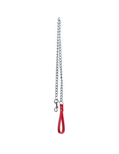 Dog chain leash with faux leather handle - Record