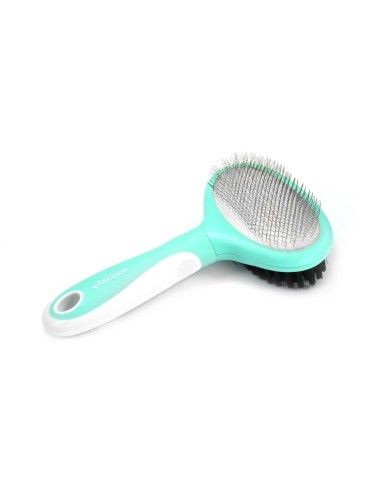 Double slicker brush with stainless steel tips and bristles - Record