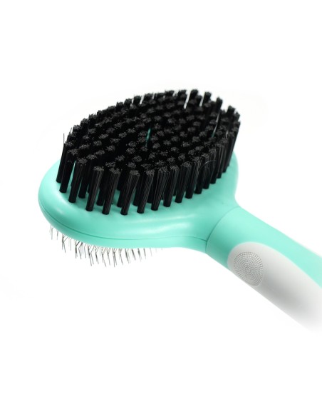 Double slicker brush with stainless steel tips and bristles - Record