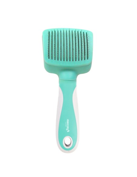 Self-cleaning slicker brush with stainless steel tips - Record