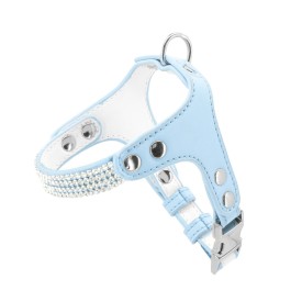 Synthetic leather dog harness with rhinestones - Record