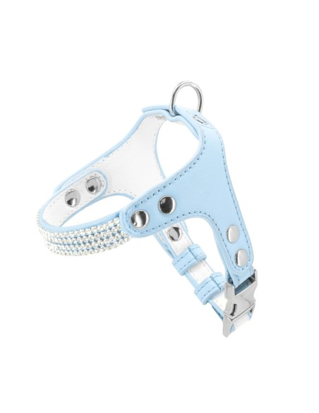 Synthetic leather dog harness with rhinestones - Record