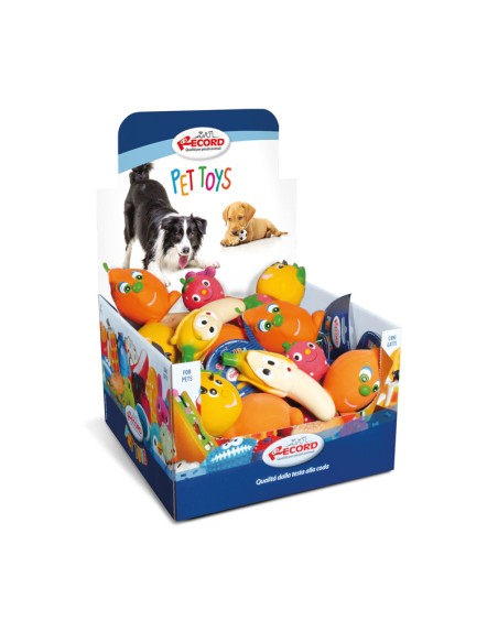 Latex dog toy with squeaker Fruits Display 24 pcs - Record