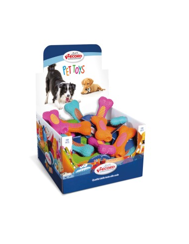 Latex dog toy with squeaker Chubby bone Display 24 pcs - Record
