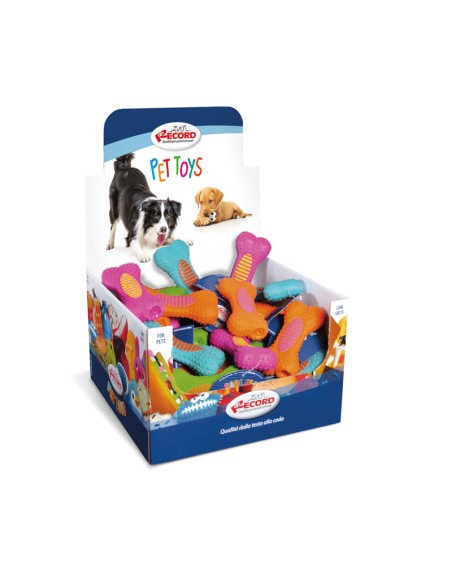 Gioco per cani in lattice con squeaker Ossotto Display 24 pcs - Record