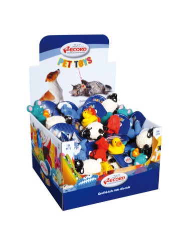 Latex dog toy with squeaker Mini zoo Display 36 pcs - Record