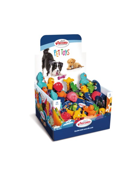 Gioco per cani in lattice con squeaker Piccolini Display 36 pcs - Record