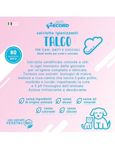 Salviette igienizzanti cani e gatti 80 pz. - Record