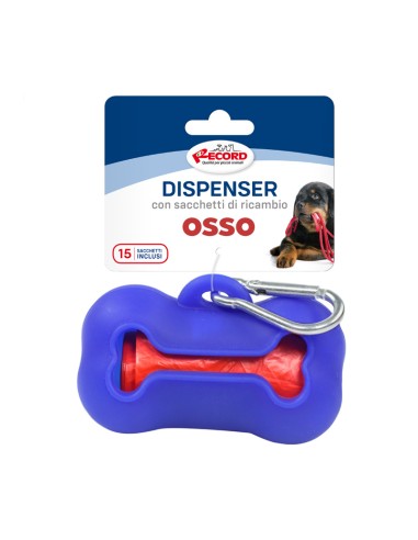 Dispenser sacchetti igienici per cani in silicone Osso - Record